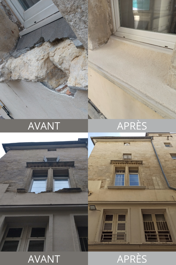 Nous sommes intervenus pour la rénovation d'un appui de fenêtre pour un appartement dans le centre-ville de Montpellier.